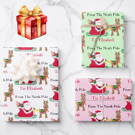 Cute Santa Reindeer Child's Name Christmas 3