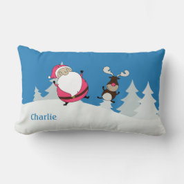 Cute Santa & Reindeer, eget namn dekorativ kudde