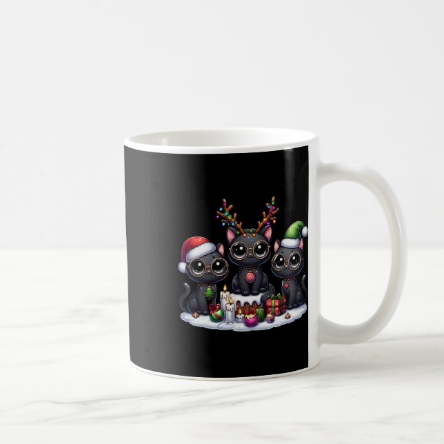 Cute Santa Reindeer Elf Black Cat jul Vomens Kaffemugg (Höger)