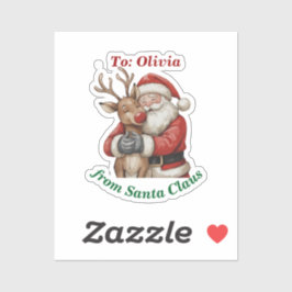 Cute Santa & Reindeer Hug Anpassningsbar Vinyl-jul Klistermärken