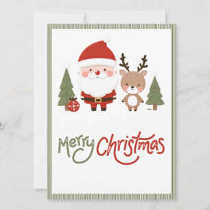 Cute Santa & Reindeer Inbjudningar