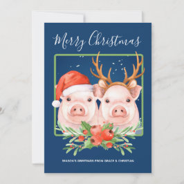 Cute Santa Reindeer jul Gris par Julkort