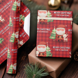 Cute Santa Reindeer Merry Christmas Name Red Presentpapper