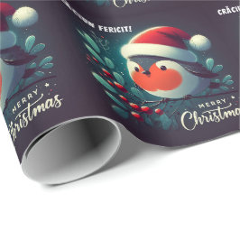 Cute Santa Robins Rumänska Flagga Presentpapper
