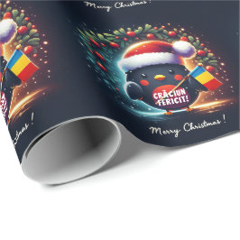 Cute Santa Robins Rumänska Flagga Presentpapper