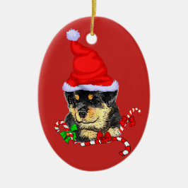 Cute Santa Rottweiler Puppy jul Julgransprydnad Keramik