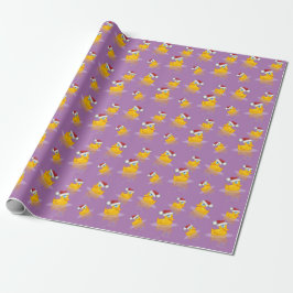 Cute Santa Rubber Anka på Lavender Background Presentpapper