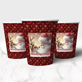 Cute Santa Rudolph Christmas Party Cup Watercolor