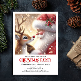 Cute Santa Rudolph Holiday Celebration Invitation Inbjudningar