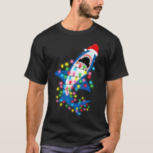 Cute Santa Shark jul Ljus Manar T-Shirt