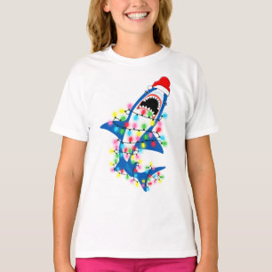 Cute Santa Shark Ljus Girl T Shirt