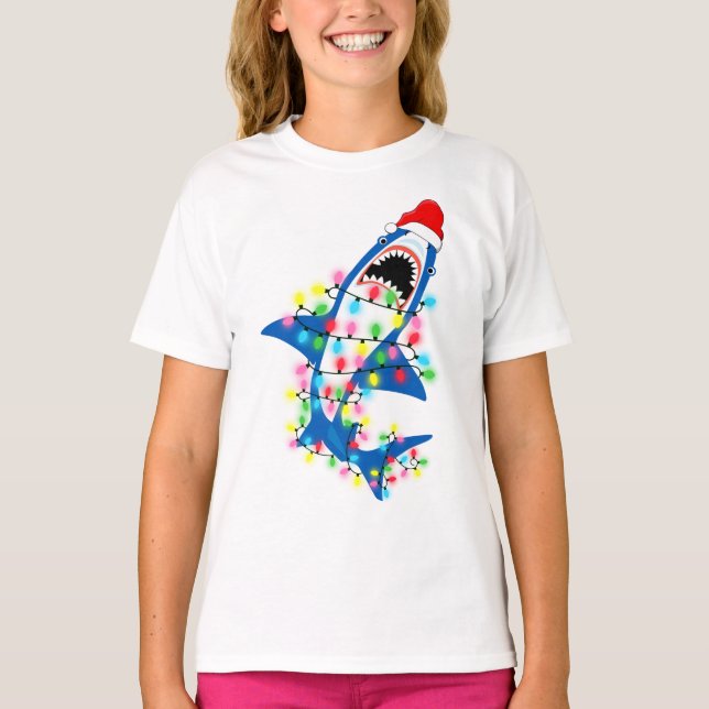 Cute Santa Shark Ljus Girl T Shirt (Framsida)
