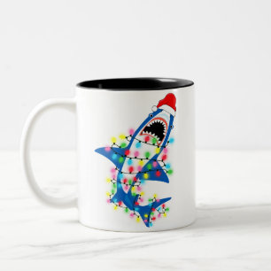 Cute Santa Shark Ljus Två-Tonad Mugg