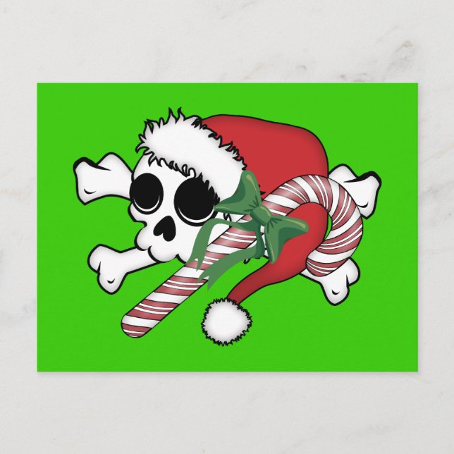 Cute Santa Skull Helg Vykort (Framsida)
