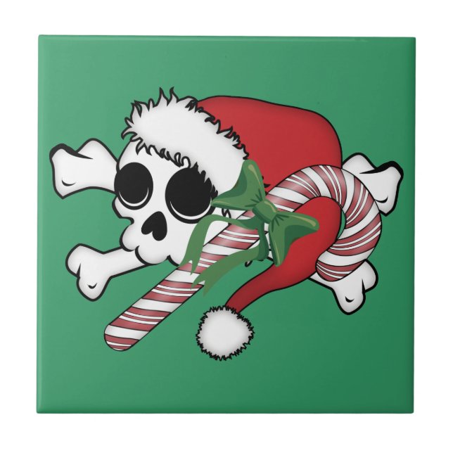 Cute Santa Skull Kakelplatta (Framsidan)
