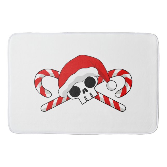 Cute Santa Skull med Polkagrisar Badrumsmatta (Framsidan)