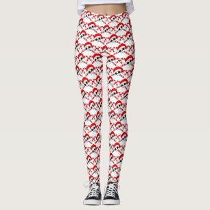 Cute Santa Skull med Polkagrisar Leggings