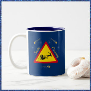 Cute Santa Sleigh Crossing Ceramic Two Tone Kaffe Två-Tonad Mugg