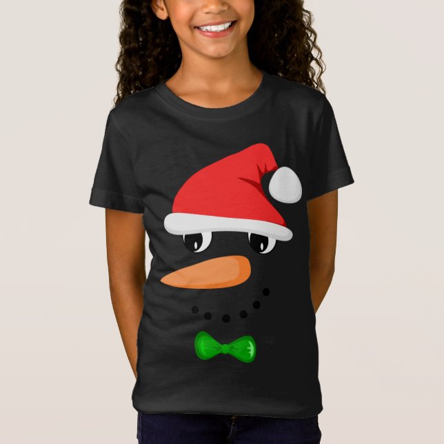 Cute Santa Snögubbe Ansikte Funny jul Snögubbe Co T Shirt (Framsida)