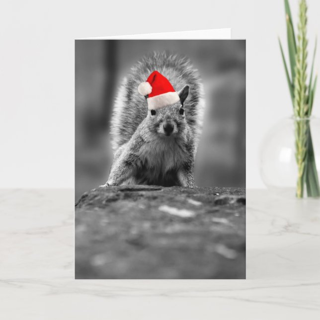 Cute Santa Squirrel Helgkort (Framsida)