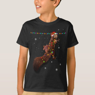 Cute Santa Squirrel jul Ljus Funny Julafton Sq T Shirt