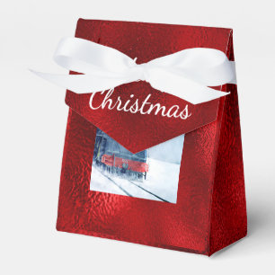 Cute Santa Tåg Reindeer Julafton Red Foil Favoritb Presentaskar