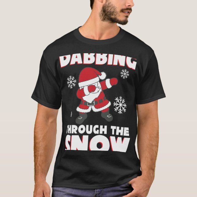 Cute Santa Tees Dabbing genom Snö T Shirt (Framsida)