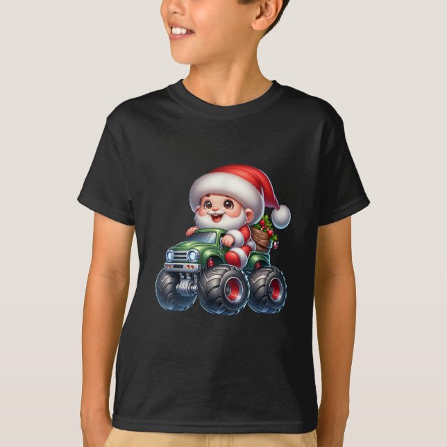 Cute Santa Tractor Julafton T Shirt (Framsida)