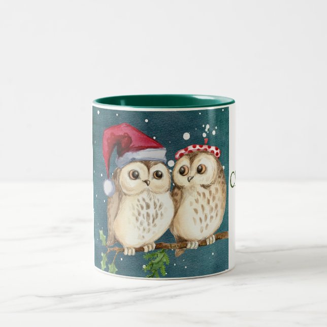Cute Santa Uggla Två-Tonad Mugg (Center)