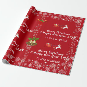 Cute Santa Unicorn Modern Script Holly Personalize Presentpapper