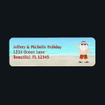 Cute Santa vid Beach-julen i Adress Returadress Etikett<br><div class="desc">Den här söta helgdag adressetikett har Jultomten som står på stranden. Han bär sina simmor,  flinflip flops och sin legendariska tomtehatt. Vissa bilder efter teckning&@delightful-doodles.com. *</div>