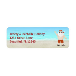 Cute Santa vid Beach-julen i Adress Returadress Etikett