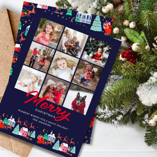 Cute Santa Vintage jul - Helgdag 9 foton Julkort