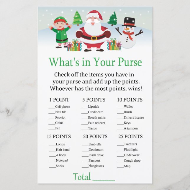 Cute Santa What's in your purse match (Framsida)