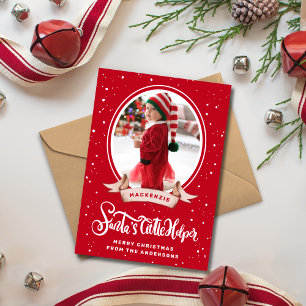 Cute Santa's Helper-julfoto Julkort