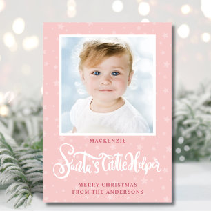 Cute Santa's Helper Little Girl-julfoto Julkort