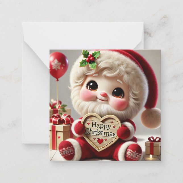 Cute Santa's jul Hälsning Anteckningskort (Framsida)