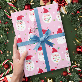 Cute Santas med fjällskägg rosa Presentpapper