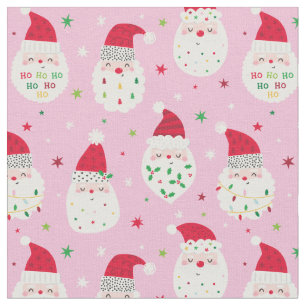 Cute Santas med fjällskägg rosa Tyg