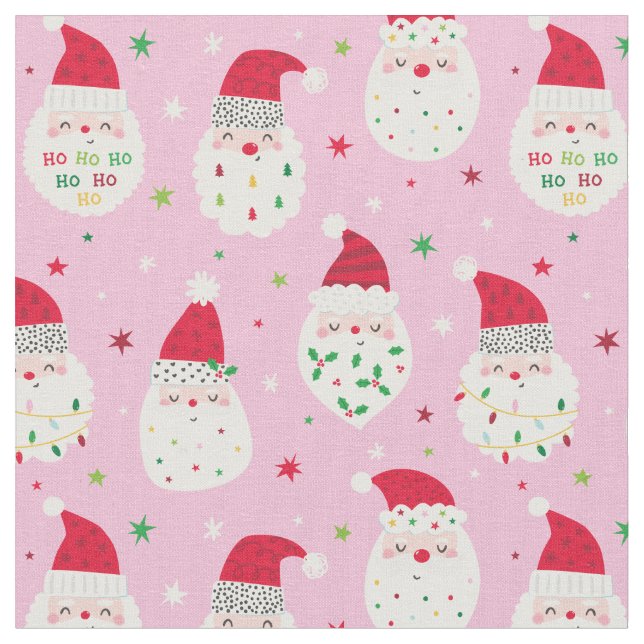 Cute Santas med fjällskägg rosa Tyg (Närbild)