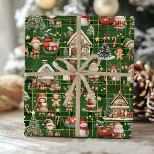 Cute Santa's Workshop Elves jul Decoupage Presentpapper