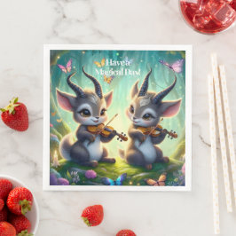 Cute Saolas spelar Violas i en magisk skog Pappersservett