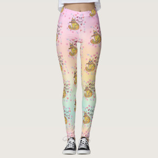 Cute sarcastic tecknad kattunge hail Satan Leggings