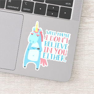 Cute Sarcastic Unicorn har problem med tillit Klistermärken