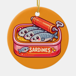 Cute Sardines Can Pink Orange Julgransprydnad Keramik