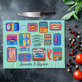 Cute sardines cans crustaceans blue striped