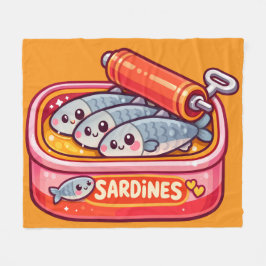 Cute Sardines Fish Cartoon Fleecefilt