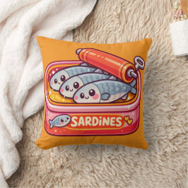 Cute Sardines Fish Cartoon Kudde