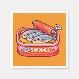 Cute Sardines Fish Cartoon Pappersservett