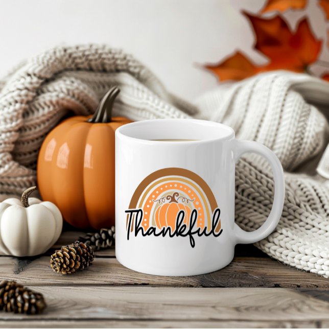 Cute Säsong Fall Boho Pumpkin Thankful Coffee Kaffemugg (Skapare uppladdad)